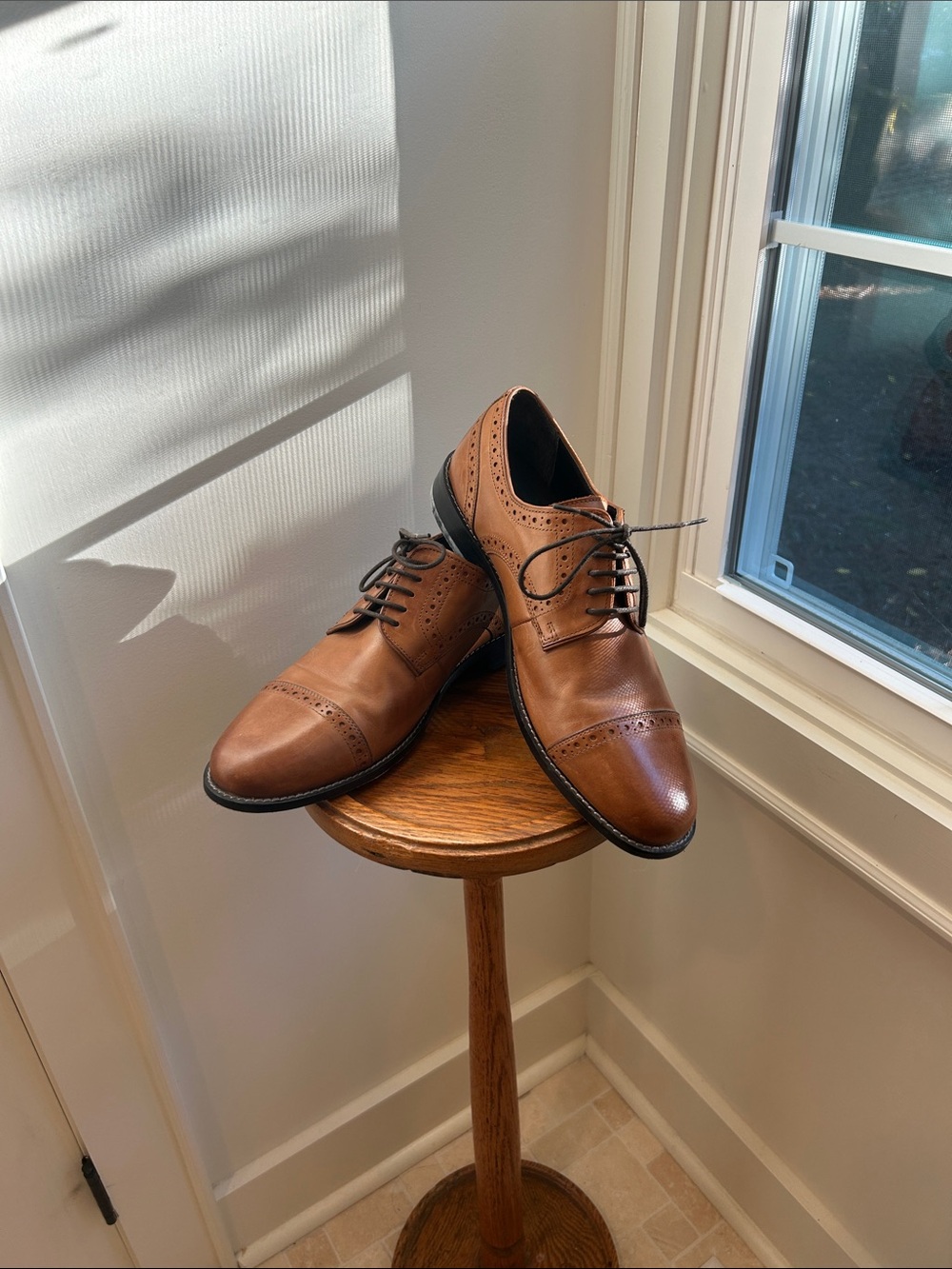 Nunn Bush Men's Cognac Brown Cap-Toe Derby Dress Shoes